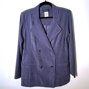 Vintage Spago Collection Suede-Like Double-Breasted Blazer - Size 10 - Purple